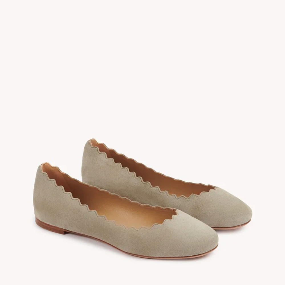Chloe Icy Blue Scalloped Flats - eur 35